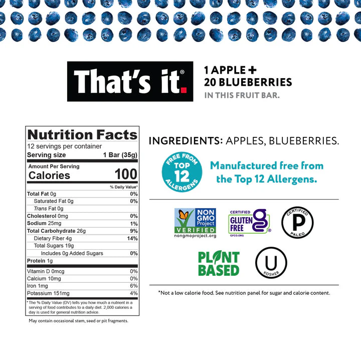 1 Apple + 20 Blueberries Fruit Bar - Image 2