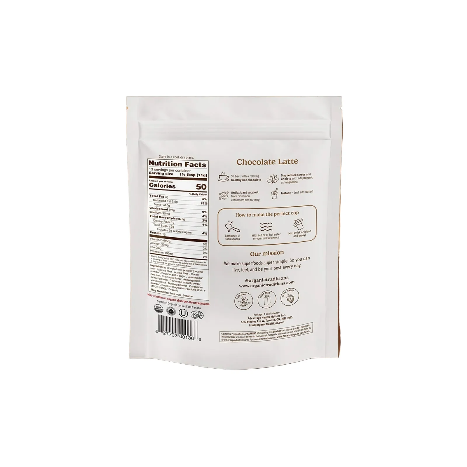 Organic Chocolate Latte With Ashwagandha And Probiotics - Image 2