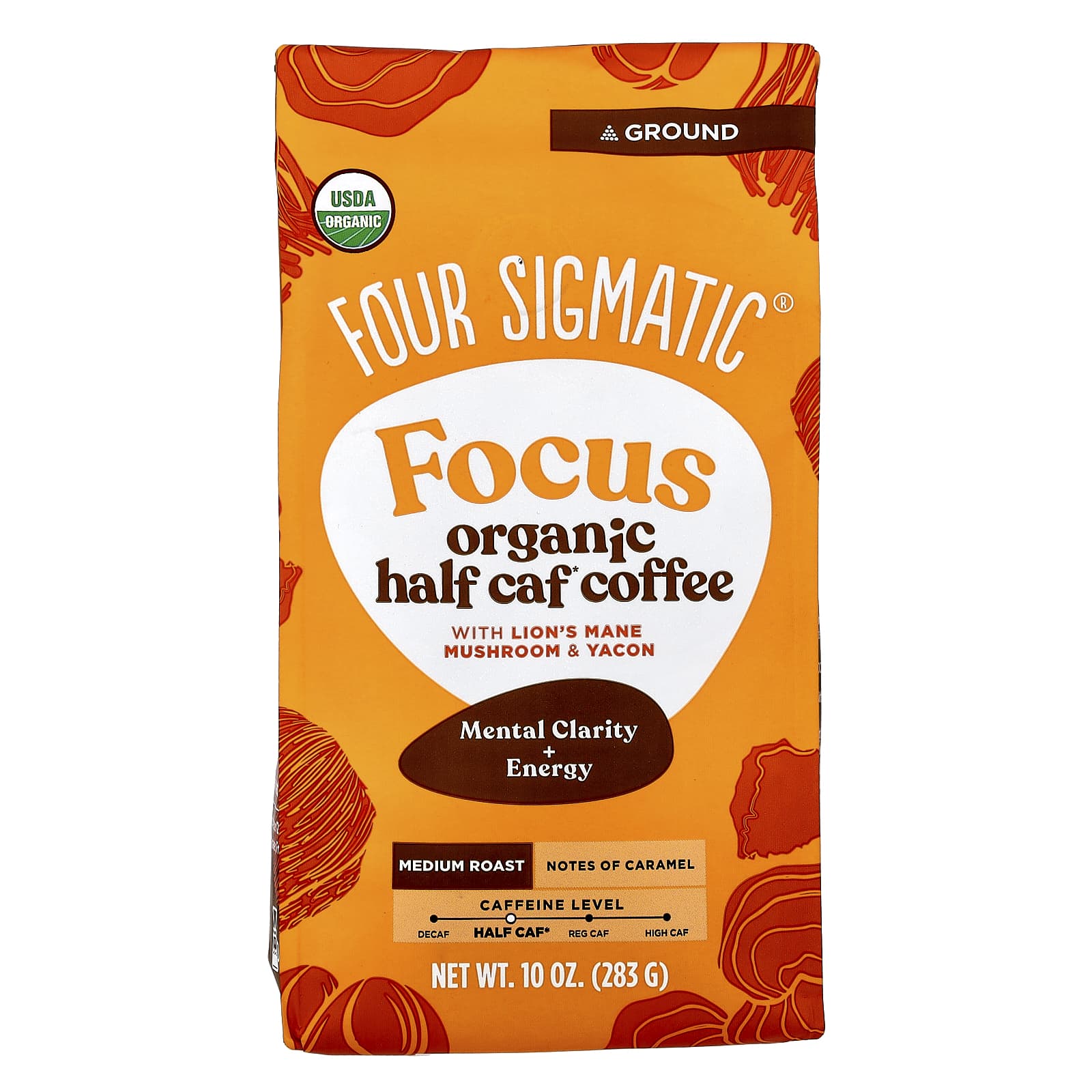 Focus HALF CAF Ground Organic Coffee with Lion's Mane and Yacon