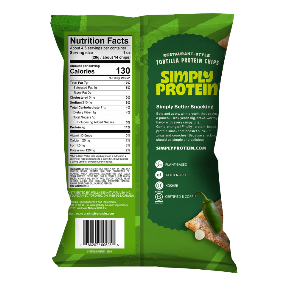 Gluten-Free Plant-Based Jalapeno Ranch Tortilla Protein Chips - Image 2