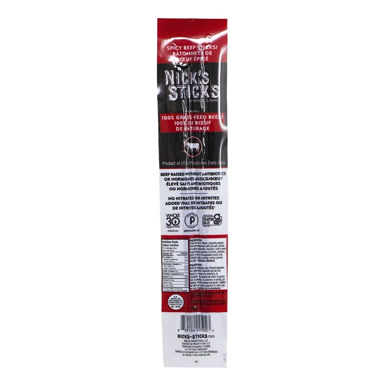 Gluten Free Spicy Beef Snack Sticks