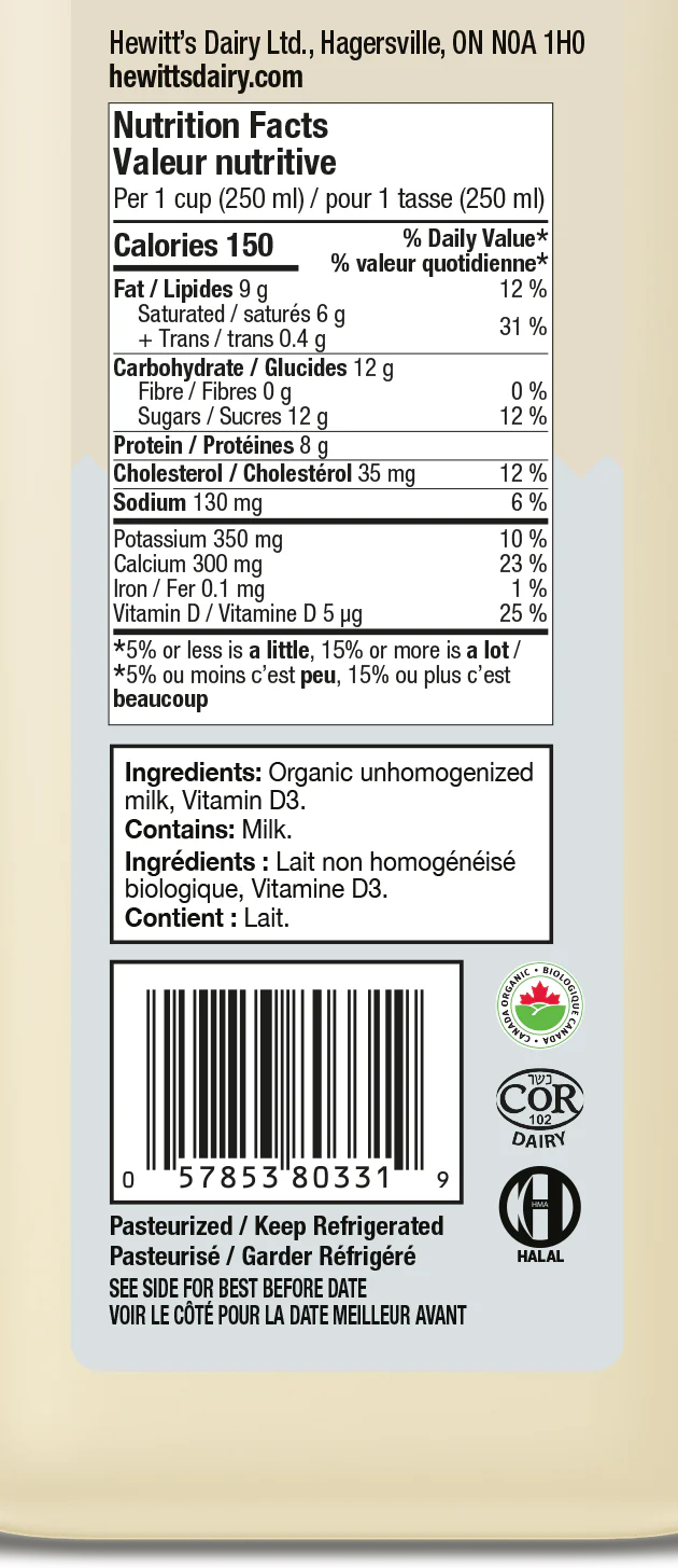 Organic 3.8% Unhomogenized Whole Milk - Image 2