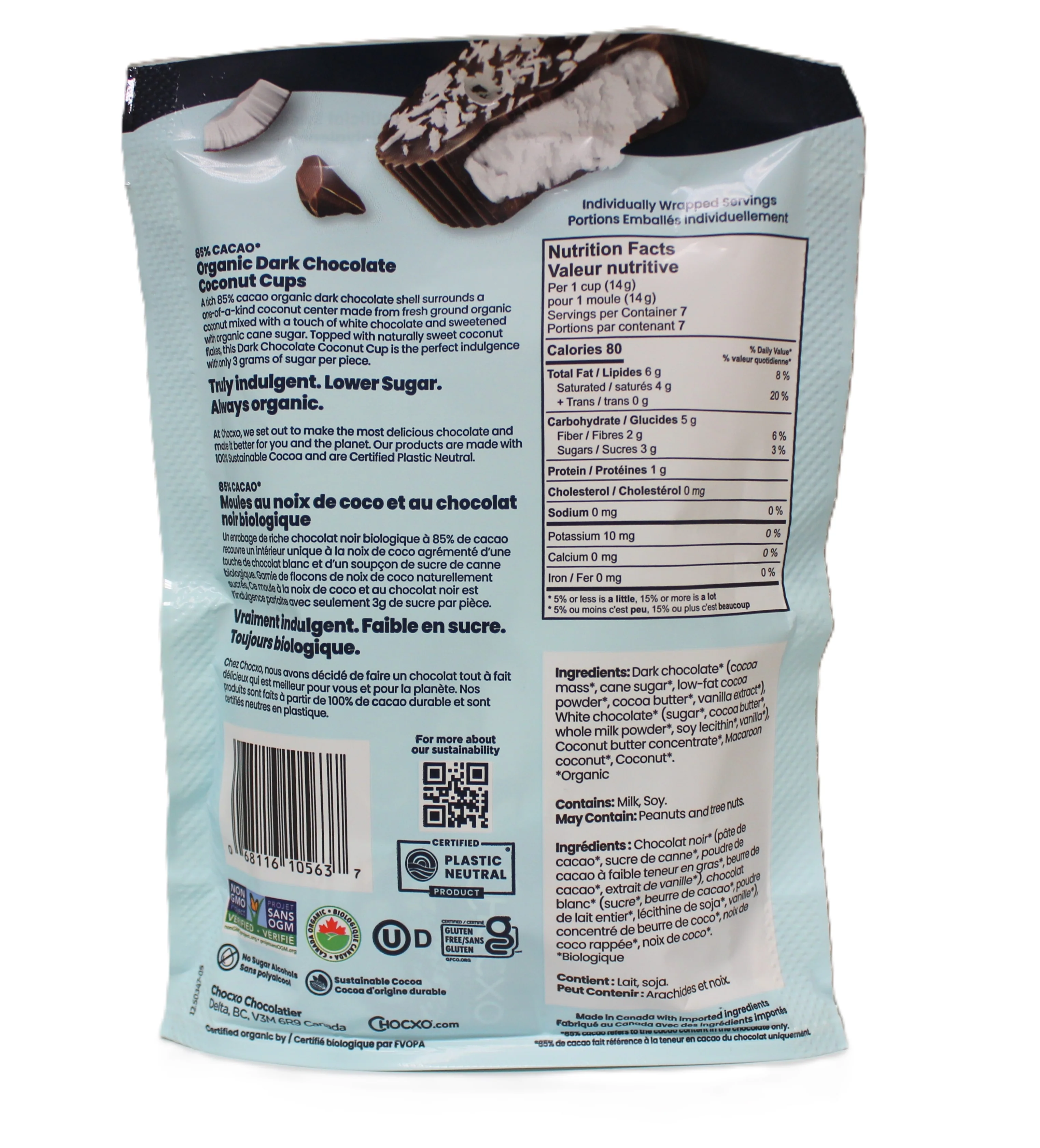 Organic 85% Dark Coconut Cup - Image 2