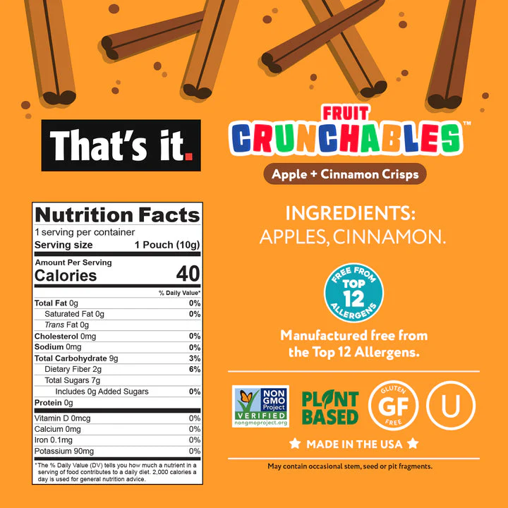Organic Apple + Cinnamon Crisps Fruit Crunchables - Image 2