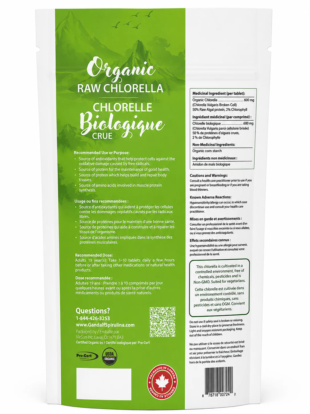 Organic Chlorella - 600mg - Image 2