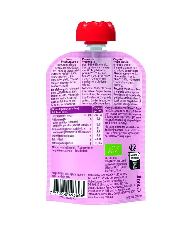 Organic Dino Dance Fruit Puree Pouch - Image 2