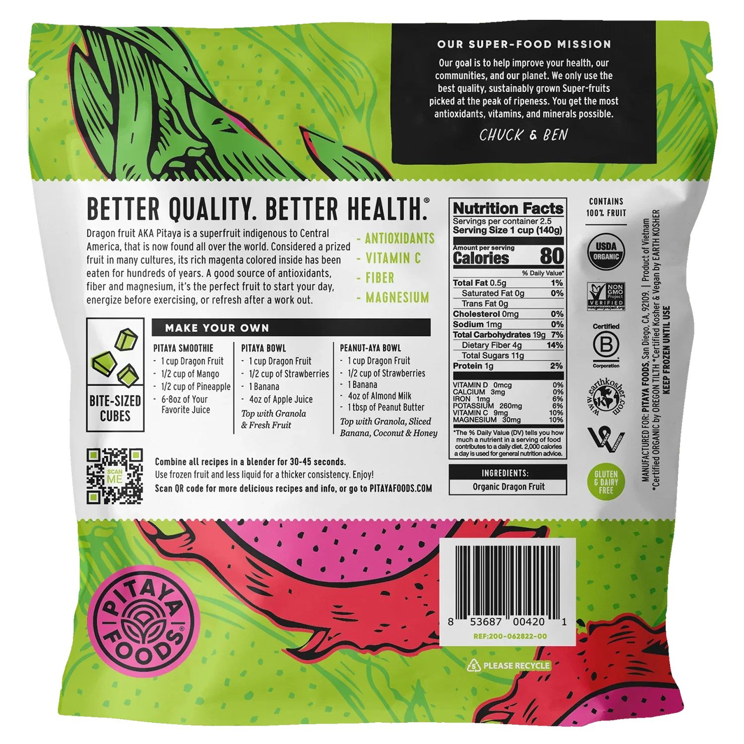 Organic Dragon Fruit Bite Size Pieces - Image 2