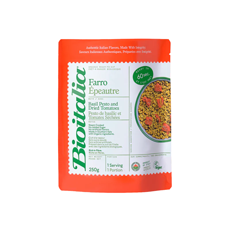 Organic Farro With Basil Pesto & Dried Tomatoes