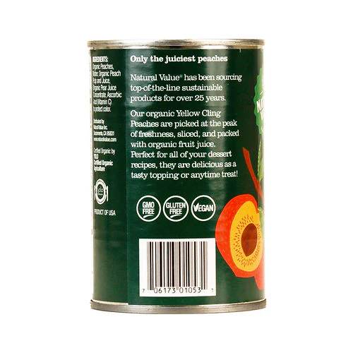 Organic Sliced Yellow Cling Peaches in Fruit Juice - Image 2