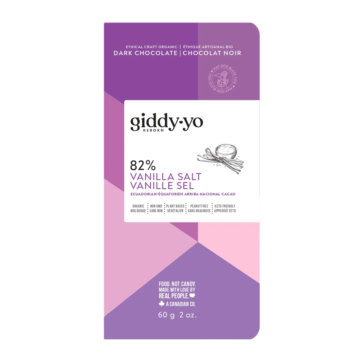 Organic Vanilla Salt 82% Dark Chocolate