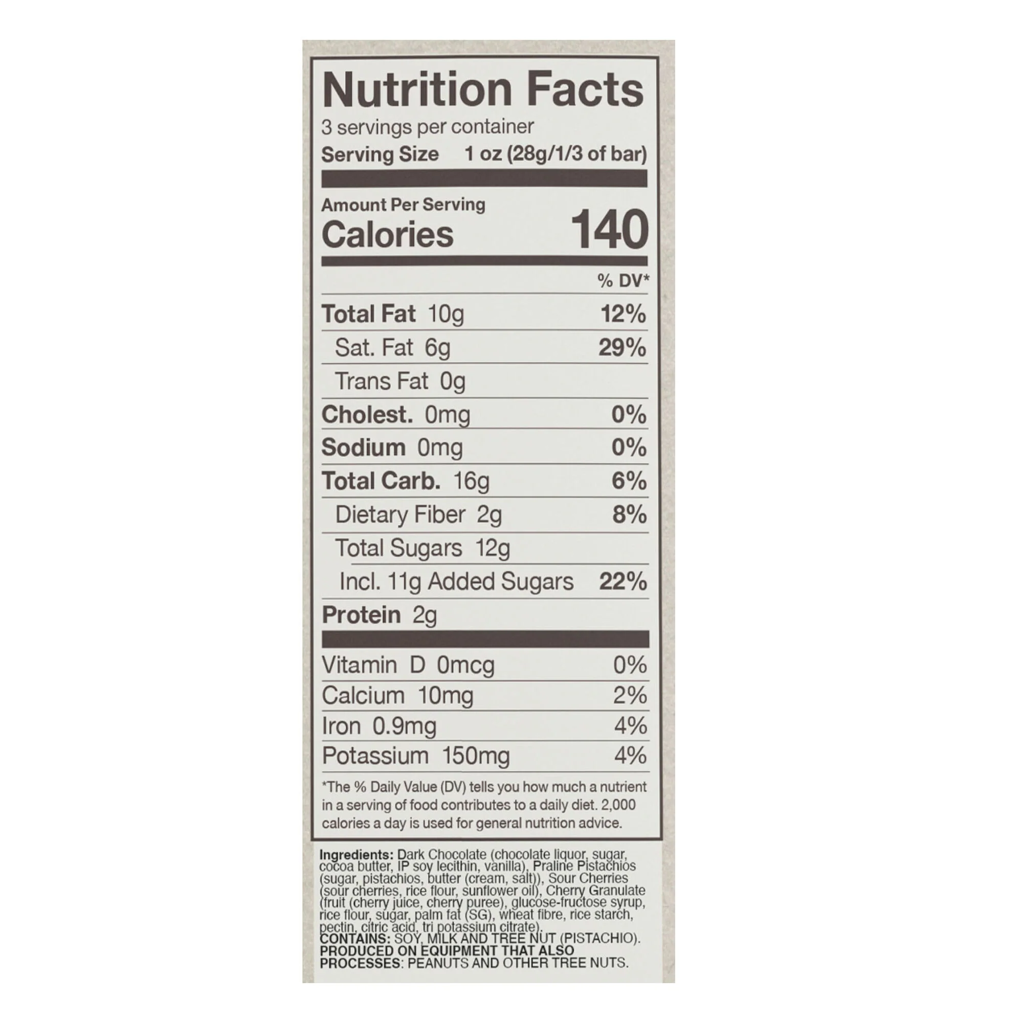 Pistachio Cherry 60% Dark Chocolate Bar - Image 2