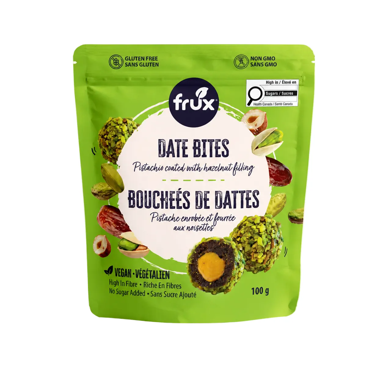 Pistachio Coated Date Bites with Hazelnut Filling