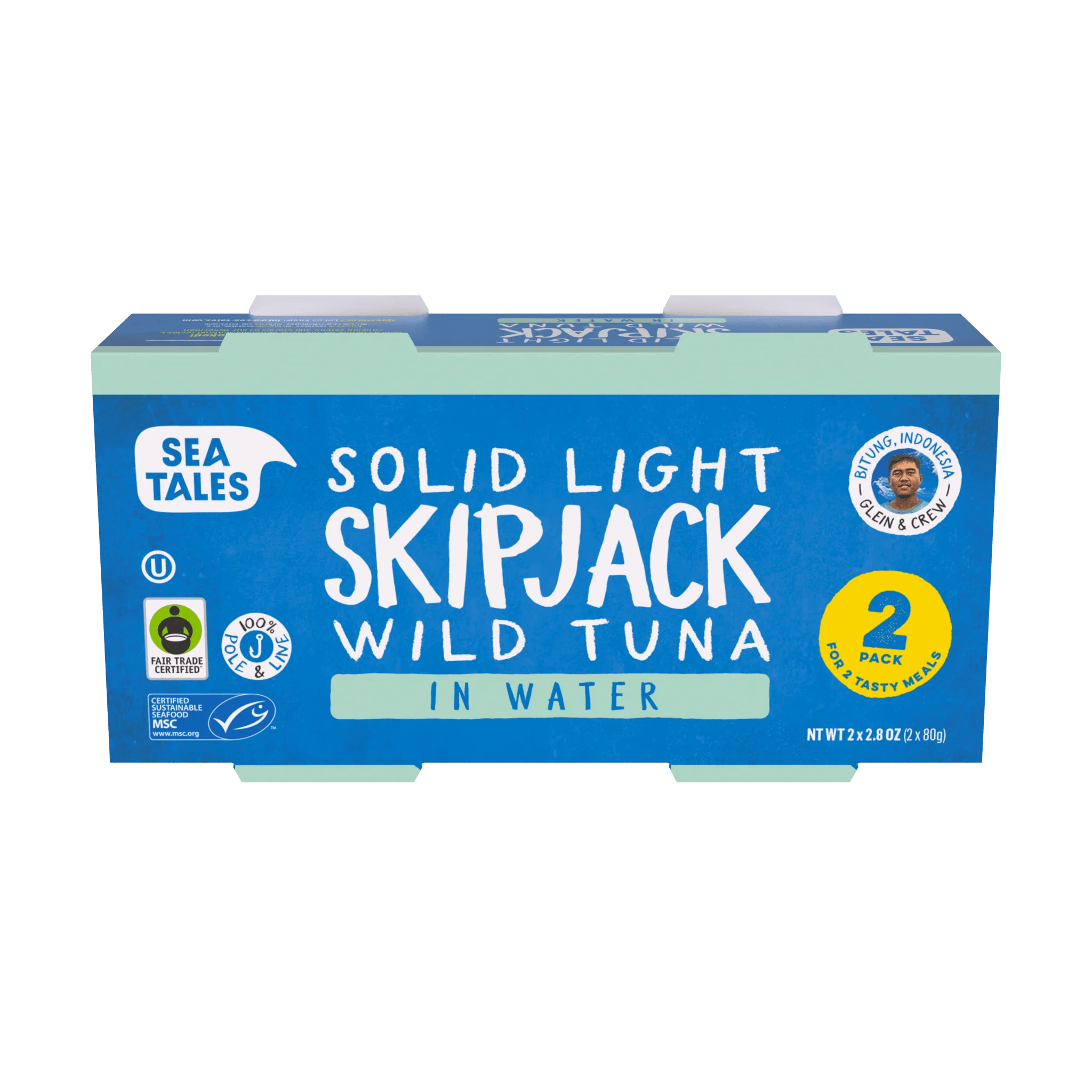 Solid Light Skipjack Wild Tuna in Water Two Pack