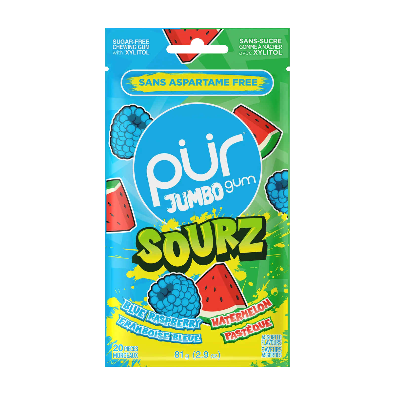 Sourz Raspberry & Watermelon Jumbo Gum