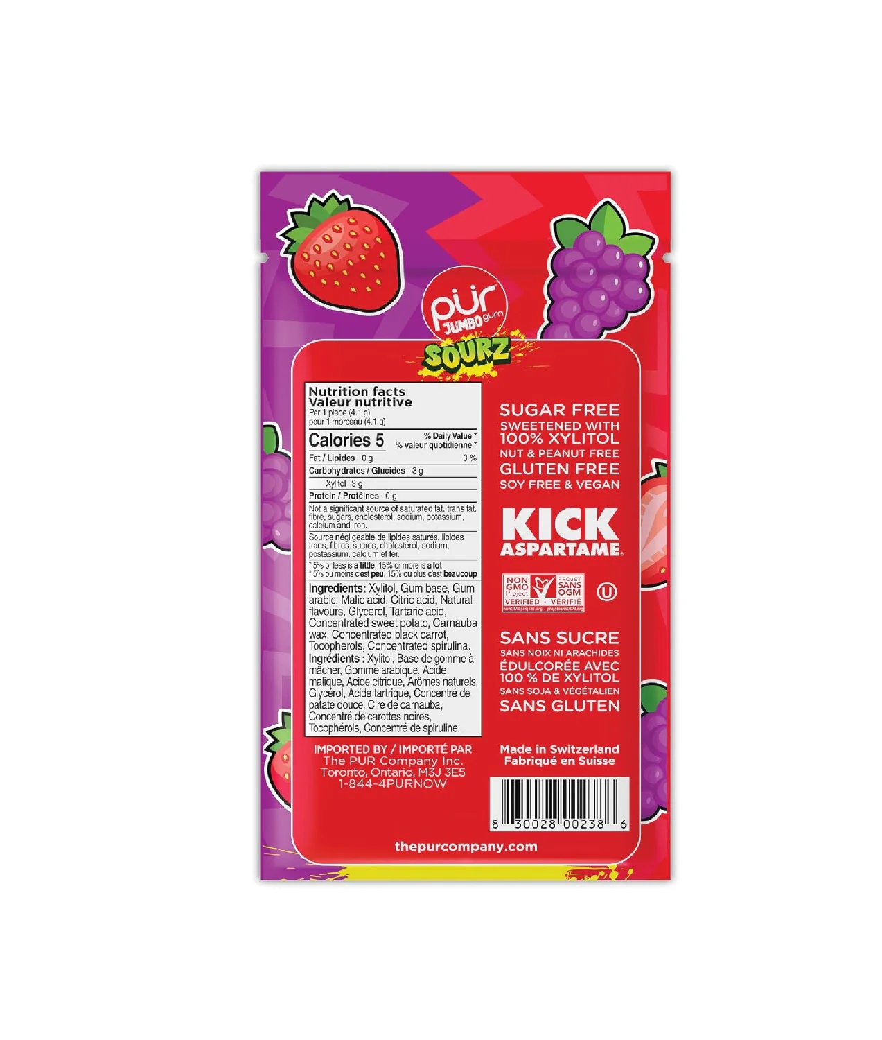 Sourz Strawberry & Grape Jumbo Gum - Image 2
