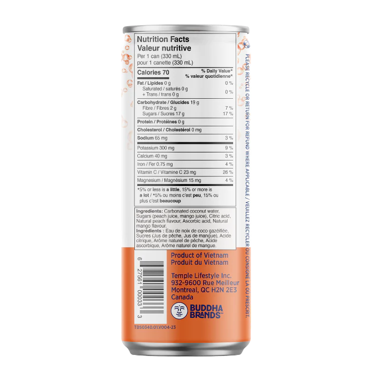 Sparkling Coconut Water with Peach Mango - Image 2